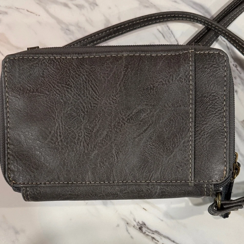 BOC Gray Embossed Leather Crossbody with Buckle Accent - Picture 3 of 7